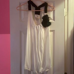 Forever 21 cream top with black flowers with rhinestones. Size small